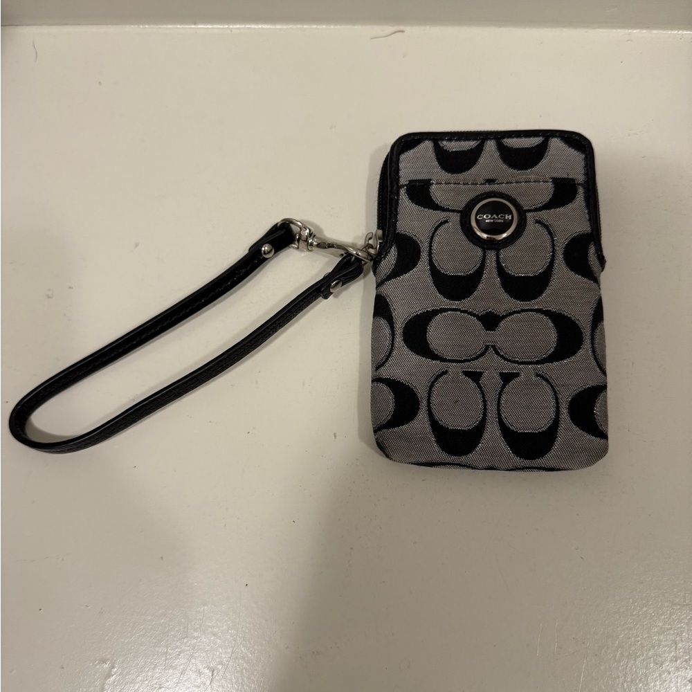 Coach Black and Gray card holder wristlet